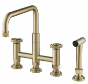 Смеситель для кухни Kraus Urbix с боковой выдвижной лейкой матовое золото KPF-3125BG