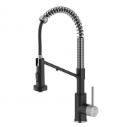 Смеситель для кухни с подключением к фильтру Kraus Bolden с выдвижной лейкой нержавеющая сталь/матовый черный KFF-1610SFSMB