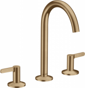 Змішувач для раковини Hansgrohe Axor One на 3 отвори з донним клапаном Push-Open шліфована бронза 48050140