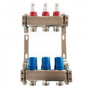 Колектор для теплої підлоги Tervix Pro Line на 3 контури з витратомірами нержавіюча сталь 501103