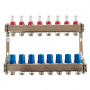 Коллектор для теплого пола Tervix Pro Line на 8 контуров с расходомерами нержавеющая сталь 501108