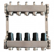 Колектор для теплої підлоги Tervix Pro Line на 5 контурів без витратомірів нержавіюча сталь 501005