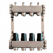 Колектор для теплої підлоги Tervix Pro Line на 4 контури без витратомірів нержавіюча сталь 501004