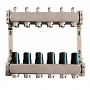 Колектор для теплої підлоги Tervix Pro Line на 6 контурів без витратомірів нержавіюча сталь 501006