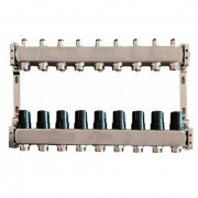 Коллектор для теплого пола Tervix Pro Line на 9 контуров без расходомеров нержавеющая сталь 501009