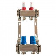 Колектор для теплої підлоги Tervix Pro Line на 2 контури з витратомірами нержавіюча сталь 501102