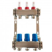 Коллектор для теплого пола Tervix Pro Line на 3 контура с расходомерами нержавеющая сталь 501103