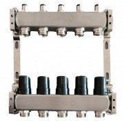 Коллектор для теплого пола Tervix Pro Line на 5 контуров без расходомеров нержавеющая сталь 501005