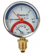 Термоманометр Tervix Pro Line 80/0-4 бар 0-120°С радиальный с монтажным клапаном R1/2'' 357316
