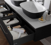 Раковина для ванной Kolpa San Blanche 39х53х15 см накладная литой мрамор белый/антрацит 563270