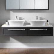 Тумба под раковину Kolpa San Blanche OB 150 подвесная 53х150х29.2 см МДФ/ДСП антрацит со столешницей Kerrock белый 547730