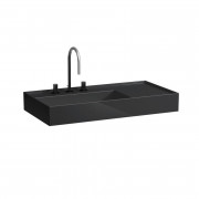 Раковина для ванної Laufen Kartell 90х46 см з 3 отворами полиця праворуч шліфована кераміка чорний глянсовий H8183380201581