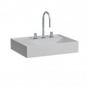 Раковина для ванної Laufen Kartell 60х46 см з 3 отворами полиця зліва шліфована кераміка матовий сірий H8183357591581