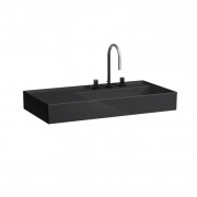 Раковина для ванної Laufen Kartell 90х46 см з 3 отворами полиця зліва шліфована кераміка чорний глянсовий H8183390201581