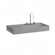 Раковина для ванної Laufen Kartell 90х46 см з 3 отворами полиця зліва шліфована кераміка графіт матовий H8183397581581