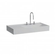 Раковина для ванной Laufen Kartell 90х46 см с 3 отверстиями полка слева шлифованная керамика матовый серый H8183397591581