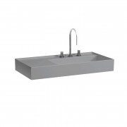 Раковина для ванної Laufen Kartell 90х46 см з 3 отворами полиця зліва шліфована кераміка графіт матовий H8183397581581