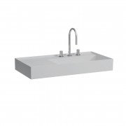 Раковина для ванної Laufen Kartell 90х46 см з 3 отворами полиця зліва шліфована кераміка сірий H8183397591581