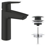 Смеситель для раковины Grohe QuickFix Start однорычажный с донным клапаном черный матовый 235752432