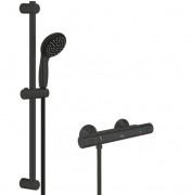 Термостат для душу Grohe Precision Start із душовим гарнітуром Vitalio Start 100 чорний матовий UA303908T1