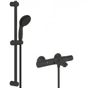 Термостат для ванної Grohe Precision Start із душовим гарнітуром Vitalio Start 100 чорний матовий UA303907T1