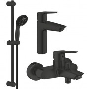 Комплект смесителей для ванной Grohe QuickFix Start 3 в 1 с душевым набором черный матовый UA303301MQ