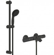 Термостат для ванної Grohe Precision Start із душовим гарнітуром Vitalio Start 100 чорний матовий UA303907T1