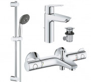 Комплект змішувачів для ванної Grohe QuickFix Start 3 в 1 з душовим набором хром UA202304TS