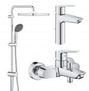 Комплект змішувачів для ванної Grohe QuickFix Start 3 в 1 з душовою системою хром UA202305RM