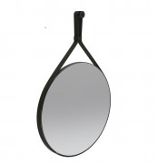 Зеркало в ванную комнату Ponsi Tondo Ø60 рама черная экокожа BESPEPTOND0060