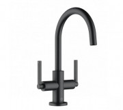 Змішувач для раковини Kludi Nova Fonte Puristic двоважільний із донним клапаном чорний матовий 201183915
