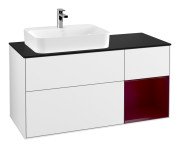 Тумба под раковину Villeroy & Boch Finion 120х50,1 см с подсветкой МДФ глянцевый белый лак/стекло черное матовое F402HBGF