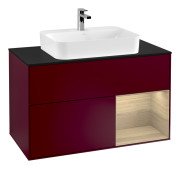 Тумба под раковину Villeroy & Boch Finion 100х50,1 см с подсветкой МДФ пион матовый лак/стекло черное матовое G372PCHB