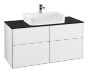 Тумба під раковину Villeroy & Boch Finion 120х50,1 см з підсвіткою МДФ білий глянцевий лак/скло чорне матове G38200GF