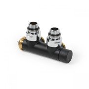 Вентиль Terma Cylinder інтегрований термостатичний кутовий з трубкою правий метал чорний мат TGZTCM002