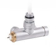 Вентиль Terma Cylinder інтегрований термостатичний кутовий із трубкою правий метал сатин TGZTST016