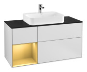 Тумба под раковину Villeroy & Boch Finion 120х50,1 см с подсветкой МДФ белый матовый лак/стекло черное матовое G412HFMT