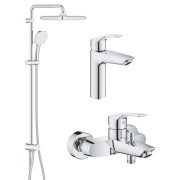 Комплект змішувачів для ванної Grohe Eurosmart 3 в 1 з душовим набором хром UA123246R1