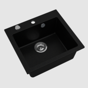 Мойка для кухни Sink Quality Ferrum IK 50 49x45x20,5 с переливом наногранит черный с золотом FER.L.1K50.X