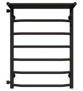 Сушка для рушників водяна Deffi Трапеція з полицею П7 500х700 бічне ліве підключення чорний C.TP.70.50.7.B.B