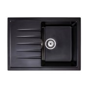 Мийка для кухні Sink Quality Titanite 1KKO 68x49,5x21,5 з переливом нанограніт чорний TIT.C.1KKO.X