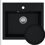 Мийка для кухні Sink Quality Ferrum IK 60 56,5x51x20,5 з переливом нанограніт чорний FER.C.1K60.X
