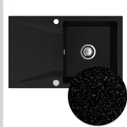 Мийка для кухні Sink Quality Obsidian 1KDO 79x50x20,5 з переливом нанограніт чорний з золотом OBS.L.1KDO.X