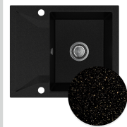 Мойка для кухни Sink Quality Obsidian 1KKO 59x50x21 см с переливом наногранит черный с золотом OBS.L.1KKO.X
