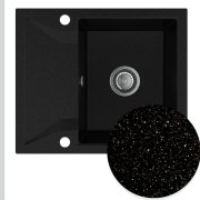 Мойка для кухни Sink Quality Obsidian 1KKO 59x50x21 см с переливом наногранит черный с золотом OBS.L.1KKO.X