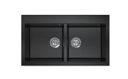 Мойка для кухни Sink Quality SINK 2K80 86X50X21,5 см с переливом наногранит черный с золотом SINK.L.2K80.X