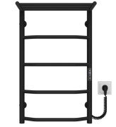 Електрична сушарка для рушників Deffi Трапеція з полицею П5 400х700 праве підключення JD03 чорний C.TP.70.40.5.E.B.R.1