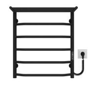 Електрична сушарка для рушників Deffi Трапеція з полицею П6 500х600 правильне підключення JD03 чорний C.TP.60.50.6.E.B.R.1