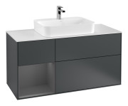 Тумба под раковину Villeroy & Boch Finion 120х50,1 см с подсветкой МДФ темно-синий матовый лак/стекло белое матовое G411GKHG