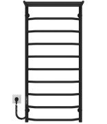 Електрична сушарка для рушників Deffi Трапеція з полицею П10 500х1100 ліве підключення JD03 чорний C.TP.110.50.10.E.B.L.1